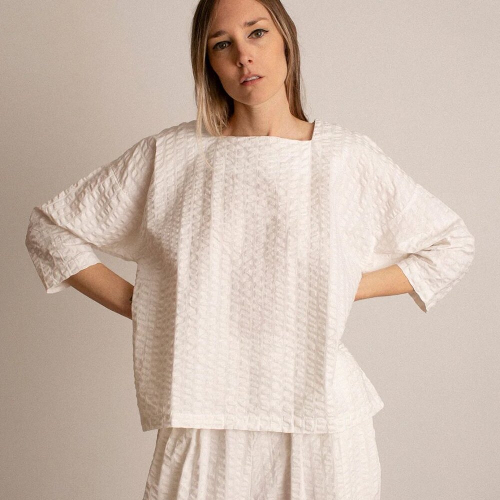 NWT - Square Neck Seersucker Top by Black Crane